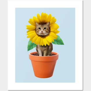 Sunflower Kitty Cat Posters and Art